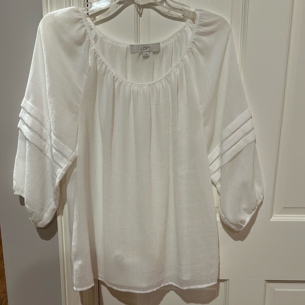 LOFT Sheer White Blouse